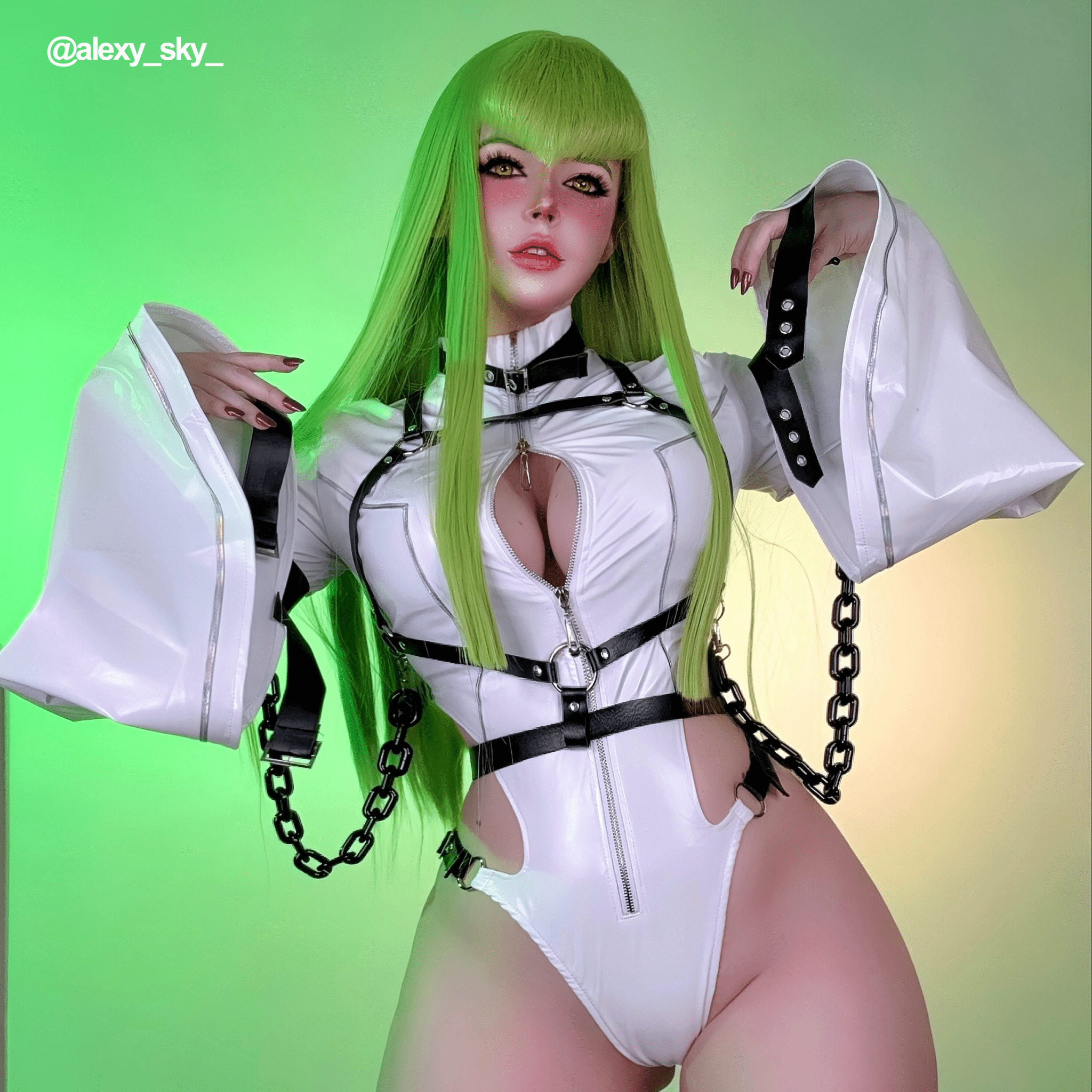 Code Geass C.C. Long Light Green Cosplay Wig - lemailwigs