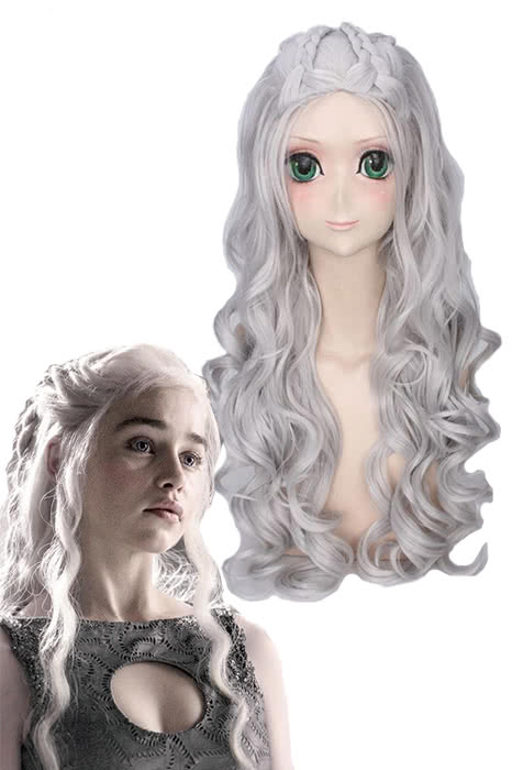 Daenerys Targaryen Silver Curly Cosplay Wigs - lemailwigs