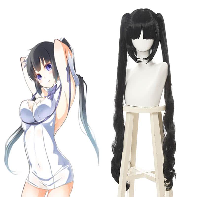 Danmachi/Is It Wrong to Try to Pick Up Girls in a Dungeon Hestia Long Black Curly Ponytail Cosplay Wigs - lemailwigs