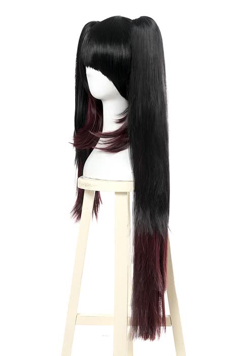 Date A Live Tokisaki Kurumi Long Straight Ponytails Black Mixed Dark Red Cosplay Wigs - lemailwigs