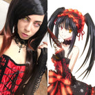 Date A Live Tokisaki Kurumi Long Straight Ponytails Black Mixed Dark Red Cosplay Wigs - lemailwigs
