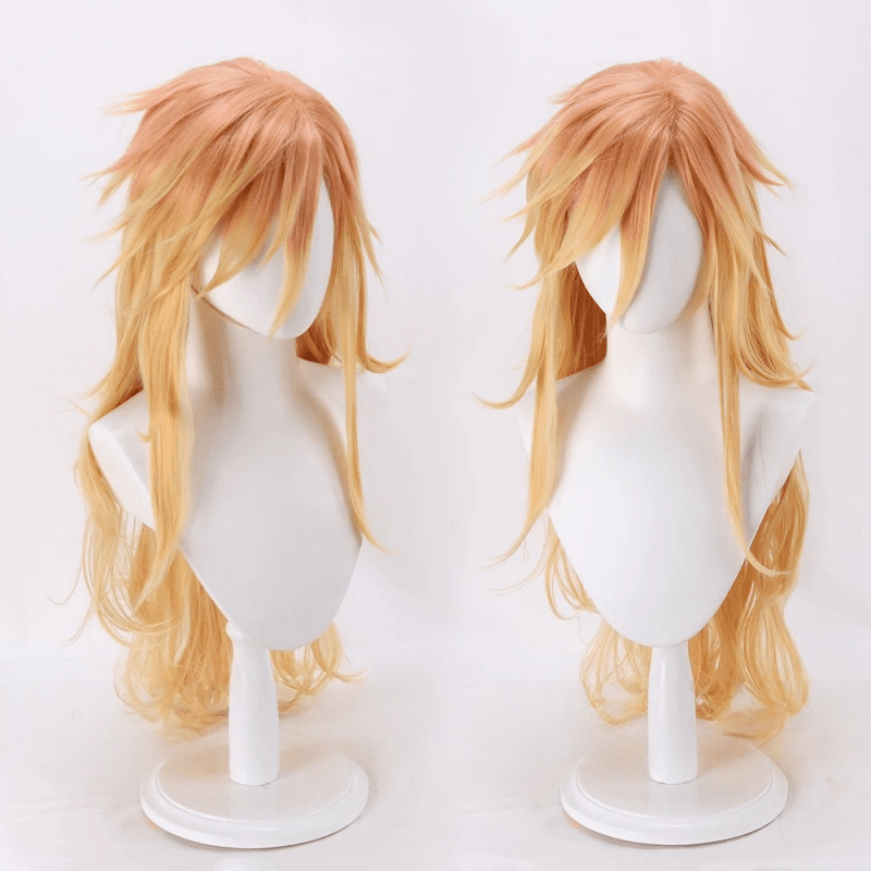 Demon slayer Douma Long Curly Blonde Mixed Color Cosplay Wigs - lemailwigs