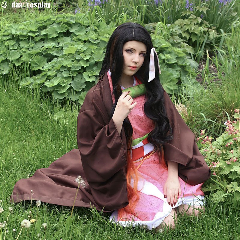 Demon Slayer / Kimetsu no Yaiba Kamado Nezuko Long Curly Gradient Cosplay Wigs - lemailwigs