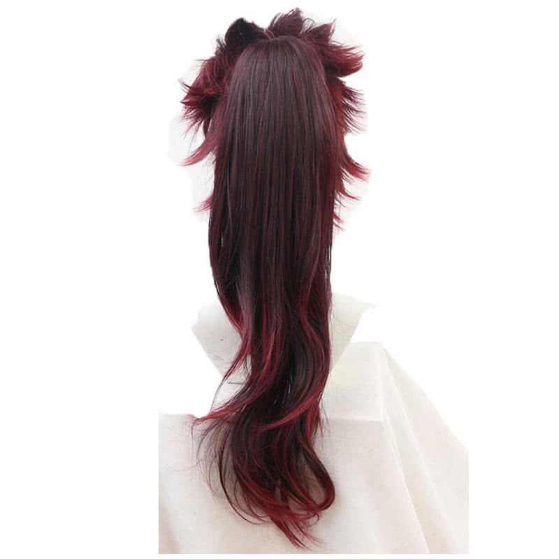 Demon Slayer / Kimetsu no Yaiba Tanjirou Kamado Red Mix Black Long Ponytail Cosplay Wigs - lemailwigs