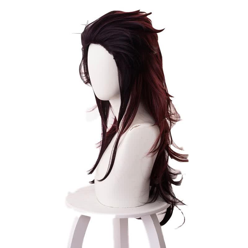 Demon Slayer / Kimetsu no Yaiba Tanjirou Kamado Red Mix Black Long Ponytail Cosplay Wigs - lemailwigs