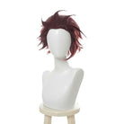 Demon Slayer Kimetsu no Yaiba Tanjirou Kamado Short Wine Red Men Cosplay Wigs - lemailwigs