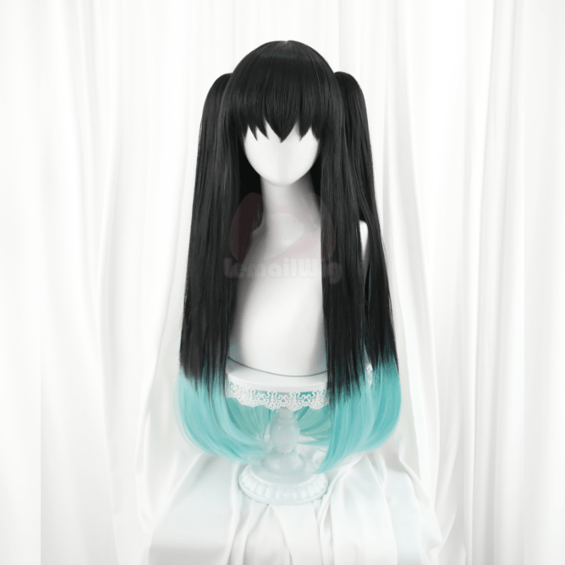 Demon Slayer / Kimetsu no Yaiba Tokitou Muichirou Long Straight Black Gradient Color Cosplay Wigs - lemailwigs