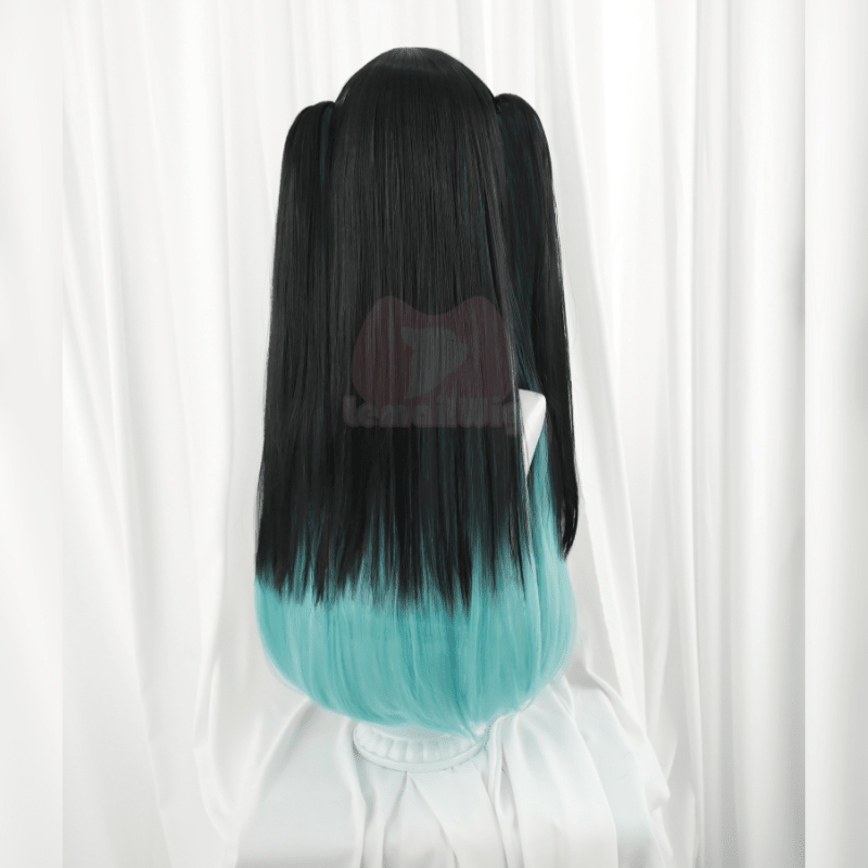 Demon Slayer / Kimetsu no Yaiba Tokitou Muichirou Long Straight Black Gradient Color Cosplay Wigs - lemailwigs