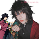 Demon Slayer / Kimetsu no Yaiba Tomioka Giyuu Long Straight Black Cosplay Wigs - lemailwigs