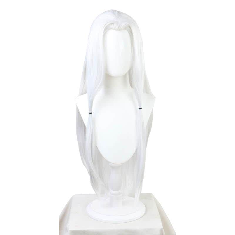 Demon Slayer Rui Spider Sister White Long Straight Cosplay Wigs With Free Headdress - lemailwigs