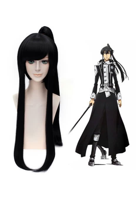 D.Gray - man Kanda You 60cm Long Straight Black Cosplay Wig - lemailwigs