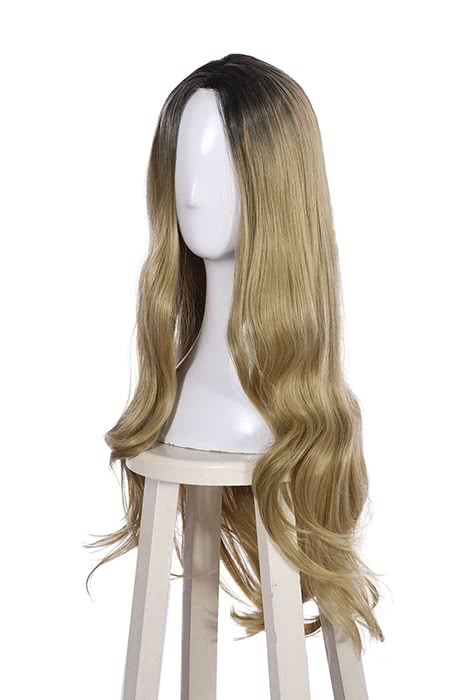 Fashion European Black Gradient Blond Long Curly Women Wigs - lemailwigs