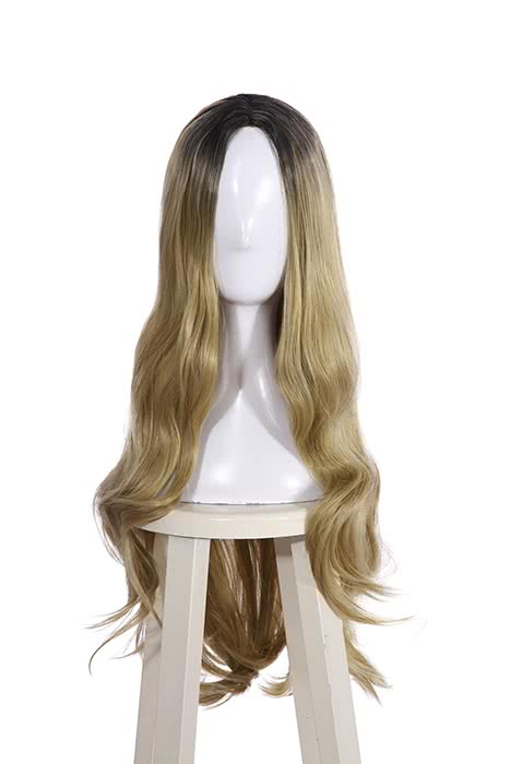 Fashion European Black Gradient Blond Long Curly Women Wigs - lemailwigs