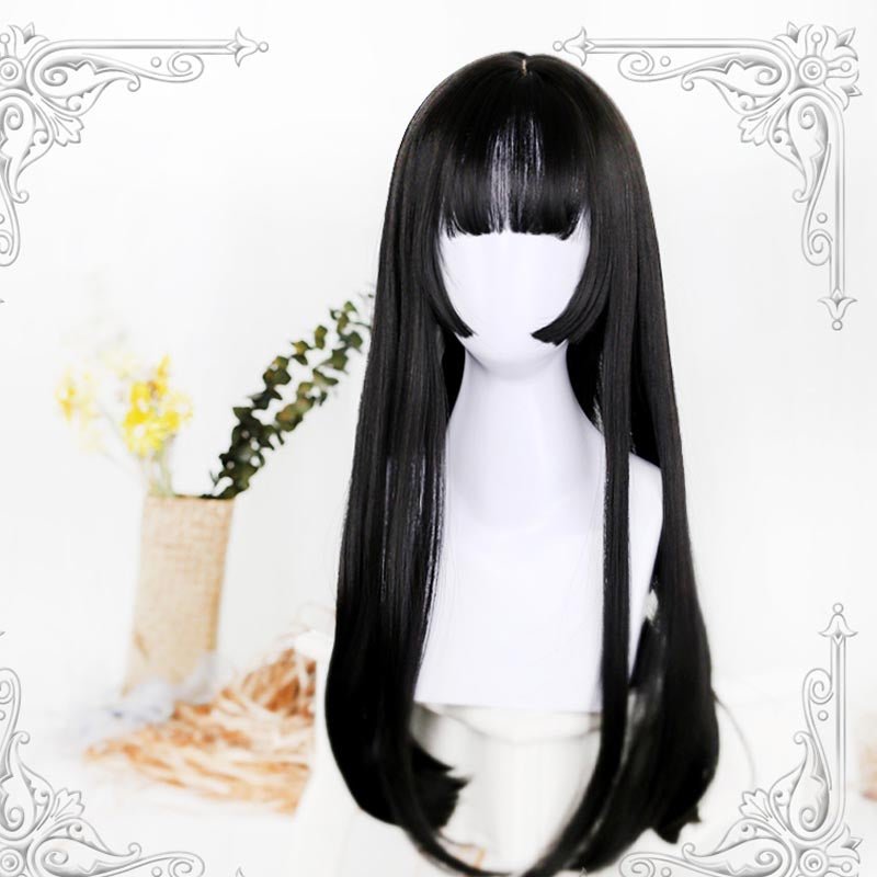 Fashion Lolita 65cm Curly Black Brown Cosplay Wigs - Black - lemailwigs