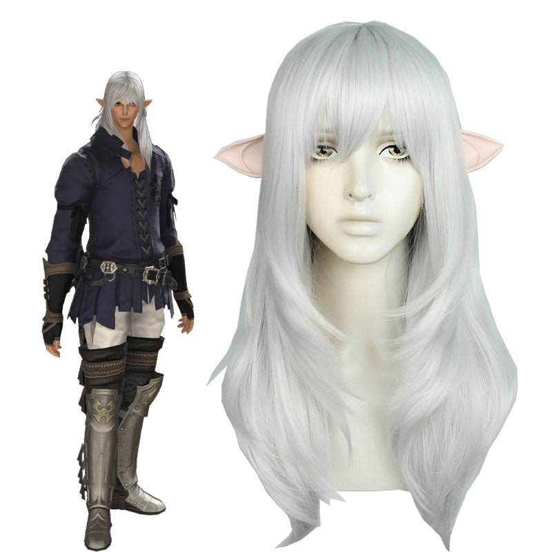 Final Fantasy XIV Estinien Wyrmblood Gray Cosplay Wig - lemailwigs