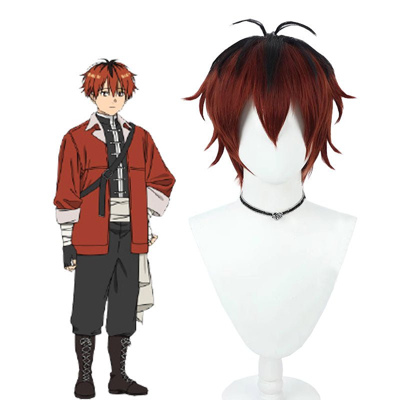 Frieren: Beyond Journey's End Stark Black Mixed Dark Red Cosplay Wig - lemailwigs