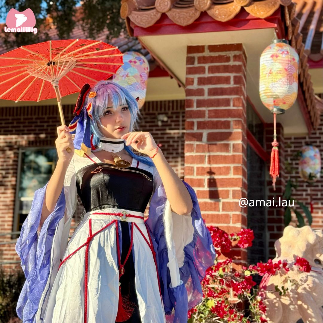 Game Genshin Impact Ganyu Long Gradient Blue Cosplay Wigs - lemailwigs