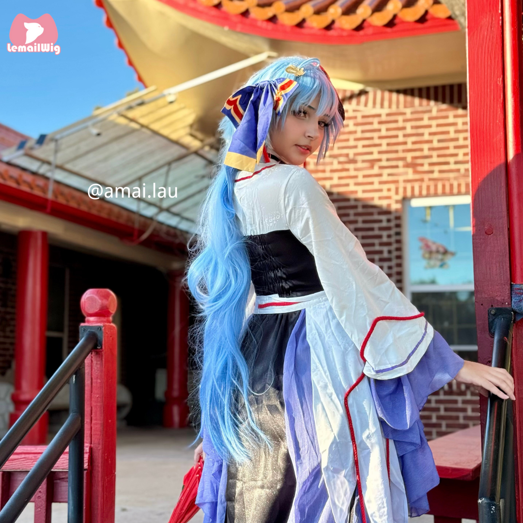Game Genshin Impact Ganyu Long Gradient Blue Cosplay Wigs - lemailwigs