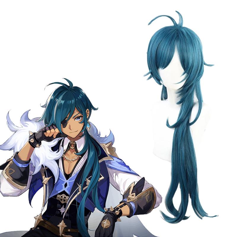Game Genshin Impact Kaeya Long Blue Men Cosplay Wigs - lemailwigs