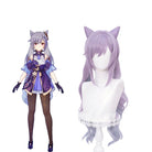 Game Genshin Impact Keqing Long Mixed Purple Ponytail Cosplay Wigs With Ears - lemailwigs