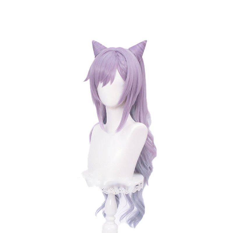 Game Genshin Impact Keqing Long Mixed Purple Ponytail Cosplay Wigs With Ears - lemailwigs