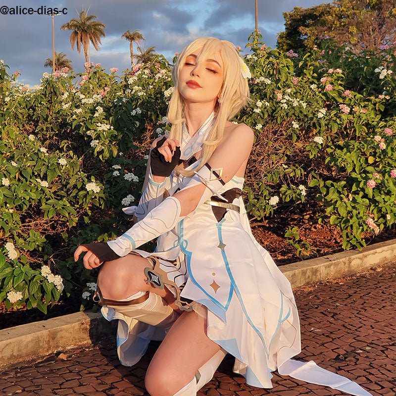 Game Genshin Impact Lumine Ying Short Straight Blonde Cosplay Wigs - lemailwigs