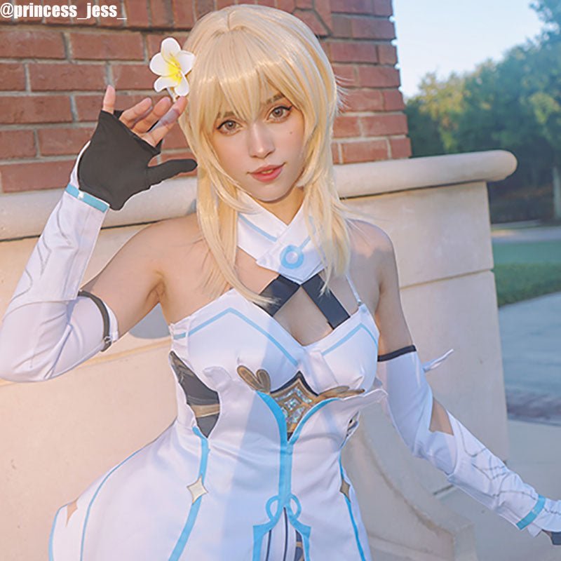 Game Genshin Impact Lumine Ying Short Straight Blonde Cosplay Wigs - lemailwigs