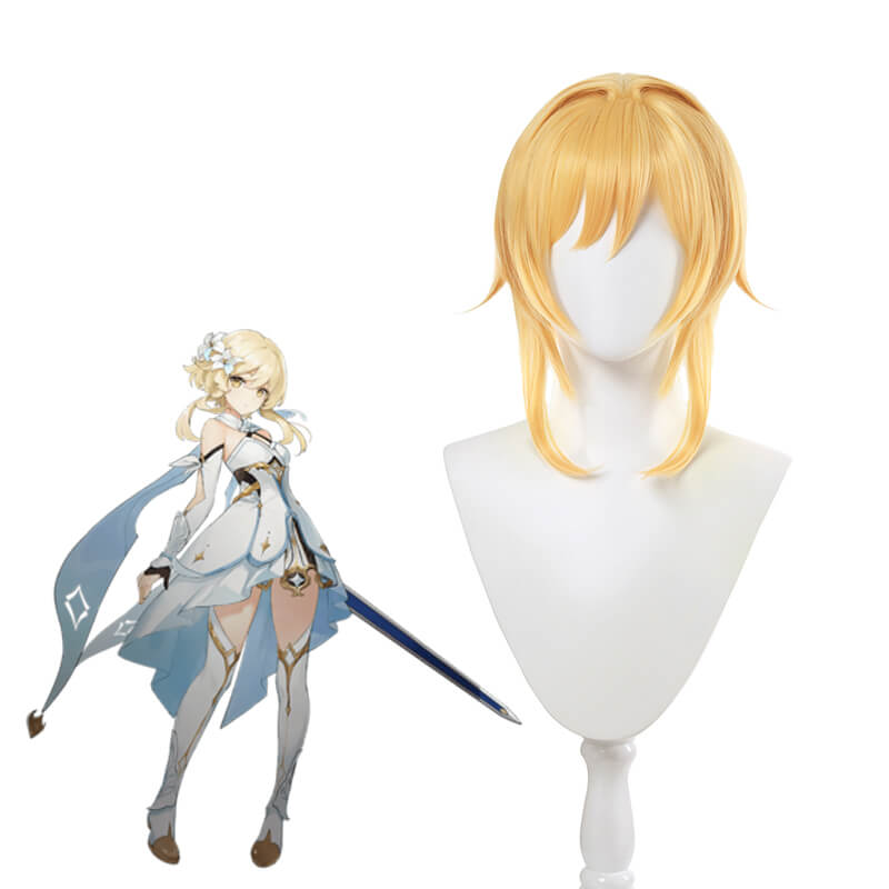 Game Genshin Impact Lumine Ying Short Straight Blonde Cosplay Wigs - lemailwigs