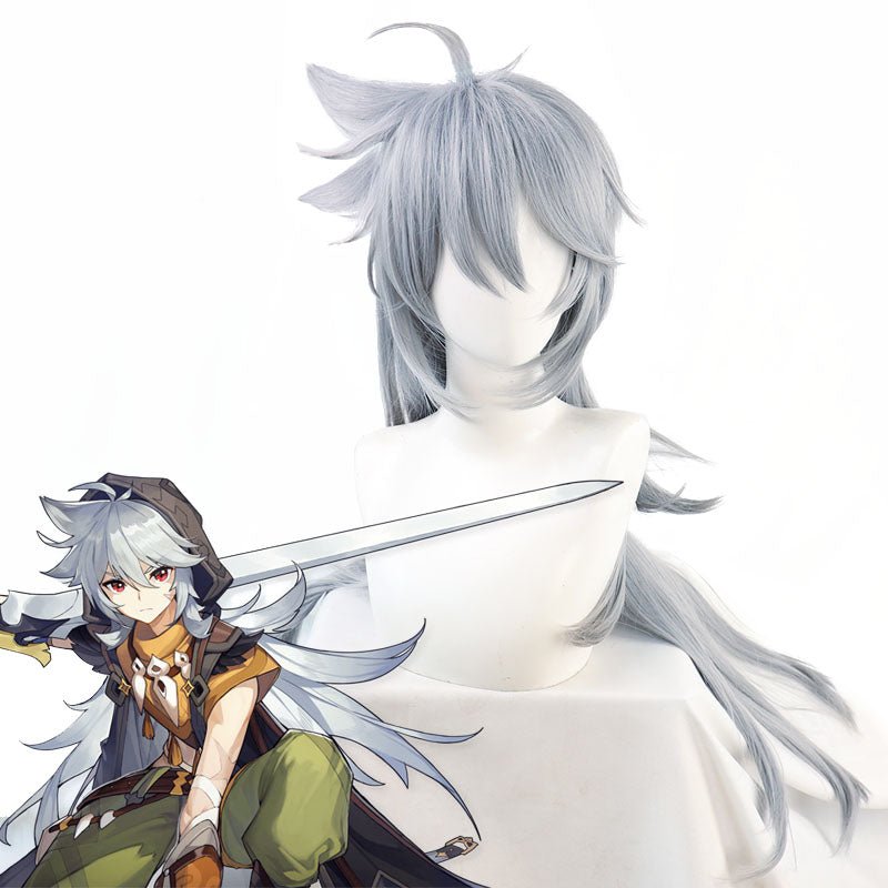 Game Genshin Impact Razor Long Silvery Grey Cosplay Wigs - lemailwigs