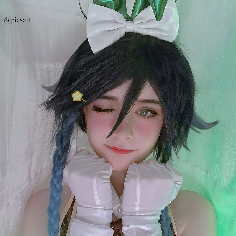 Game Genshin Impact Venti Gradient Blue Braided Cosplay Wigs - lemailwigs