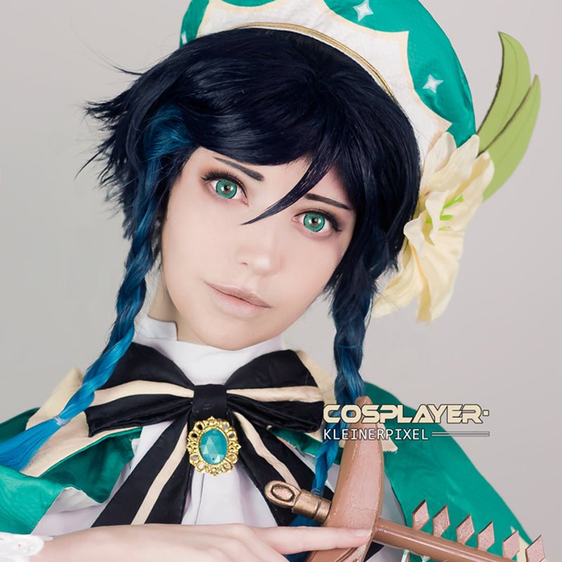 Game Genshin Impact Venti Gradient Blue Braided Cosplay Wigs - lemailwigs