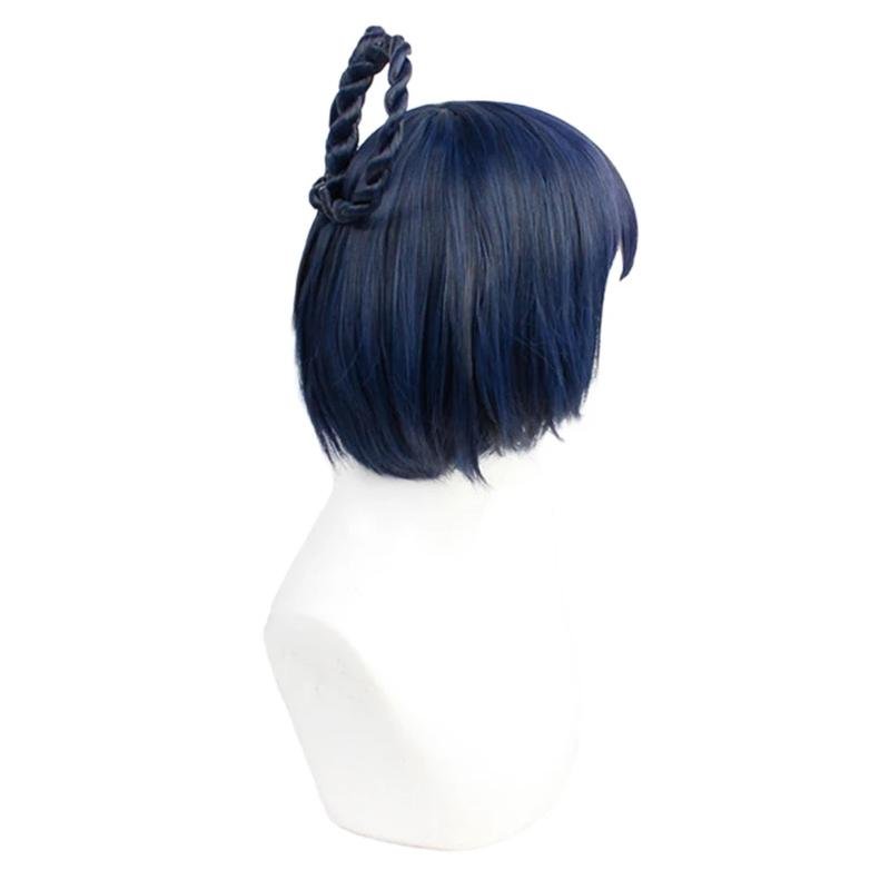 Game Genshin Impact XiangLing Short Dark Blue Braided Cosplay Wigs - lemailwigs