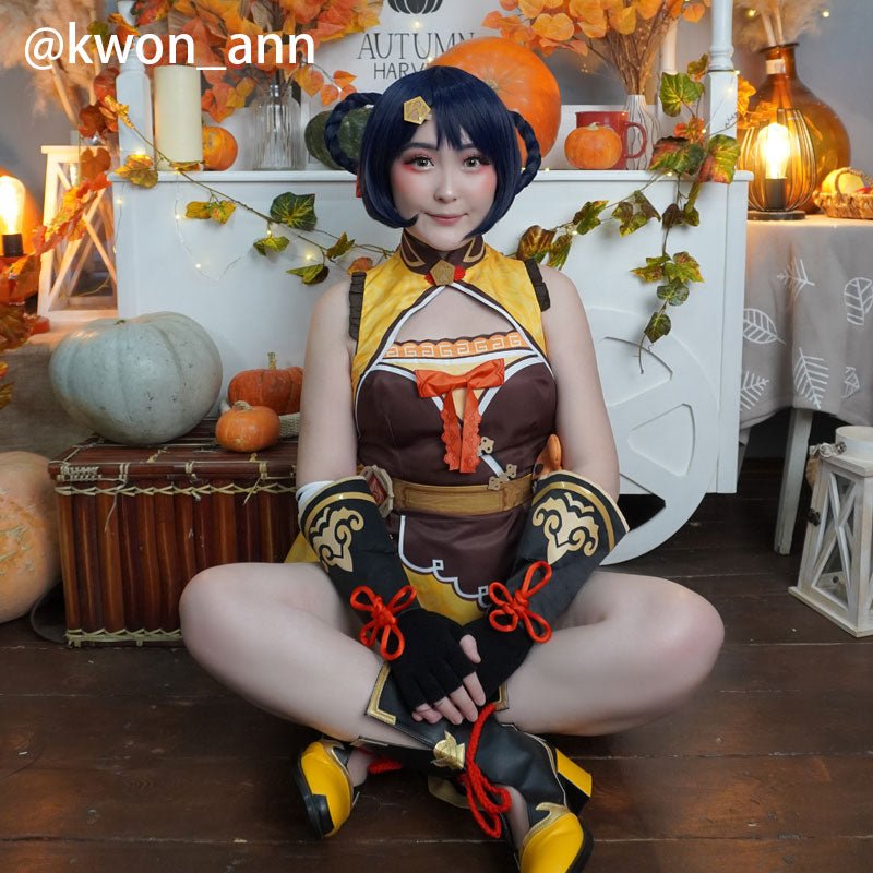 Game Genshin Impact XiangLing Short Dark Blue Braided Cosplay Wigs - lemailwigs