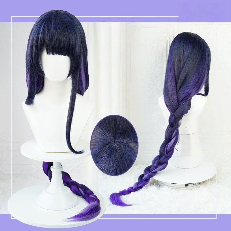 Genshin Impact Baal Dark Purple Long Braid Cosplay Wigs - A - lemailwigs