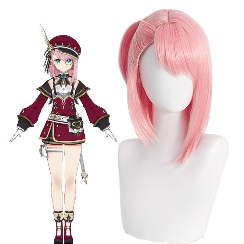 Genshin Impact Charlotte Short Pink Cosplay Wig - lemailwigs