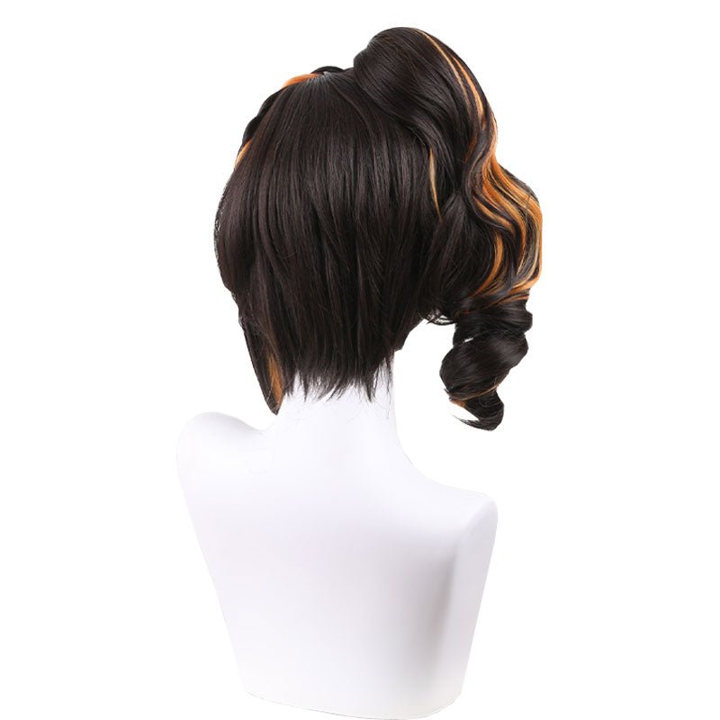 Genshin Impact Chiori Black Mixed Orange Cosplay Wig - lemailwigs