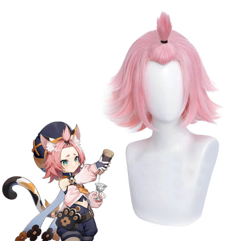 Genshin Impact Diona Short Pink Cosplay Wigs - lemailwigs
