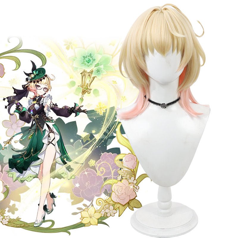 Genshin Impact Emilie Yellow mixed Pink Cosplay Wig - lemailwigs