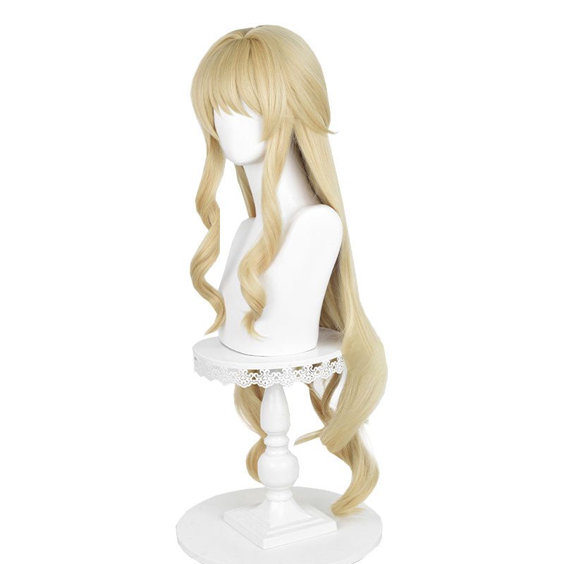 Genshin Impact Fontaine Navia Long Curly Blonde Halloween Cosplay Wig - lemailwigs