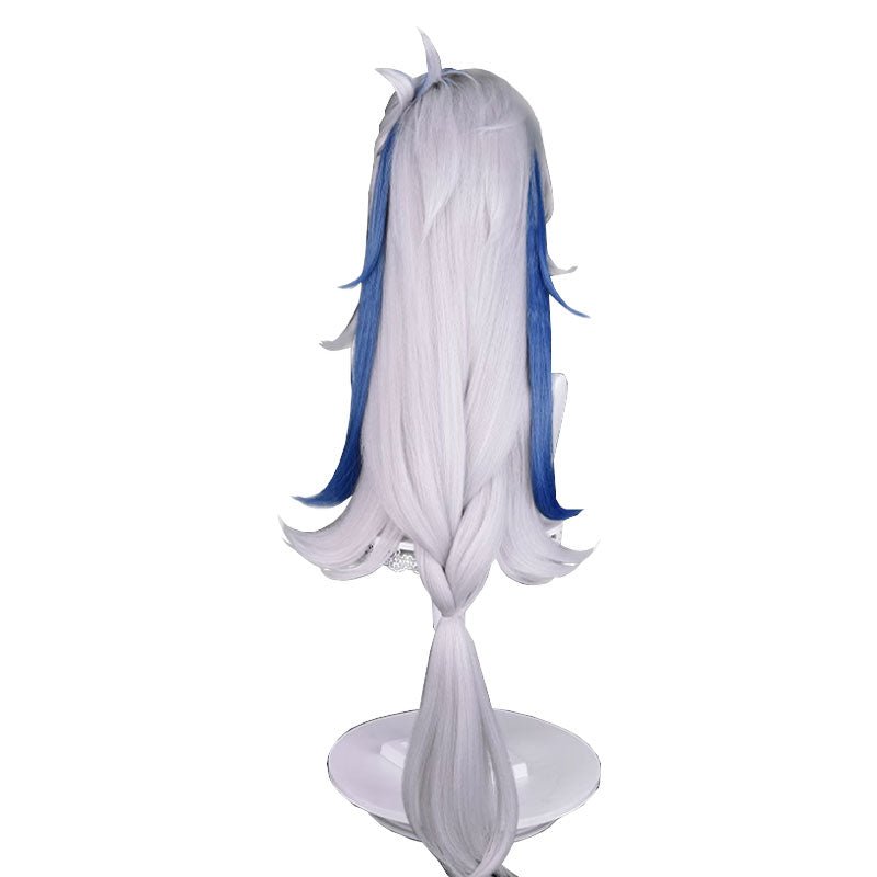 Genshin Impact Fontaine Neuvillette Grey Mixed Blue Cosplay Wig4