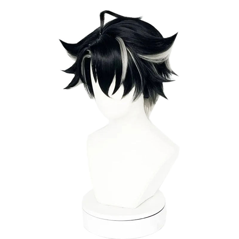 Genshin Impact Fontaine Wriothesley Black Mixed Grey Cosplay Wig - lemailwigs