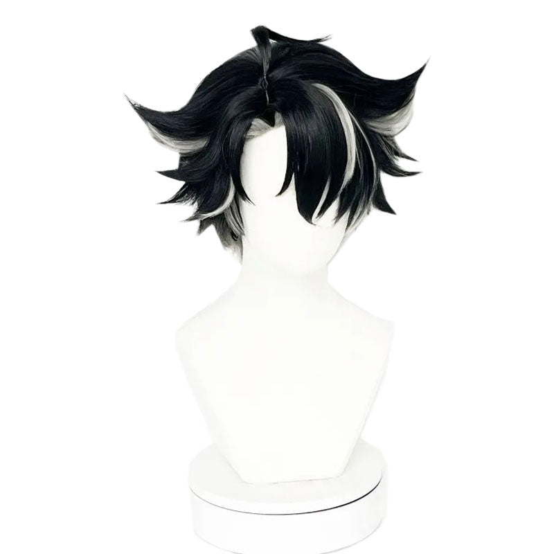 Genshin Impact Fontaine Wriothesley Black Mixed Grey Cosplay Wig - lemailwigs