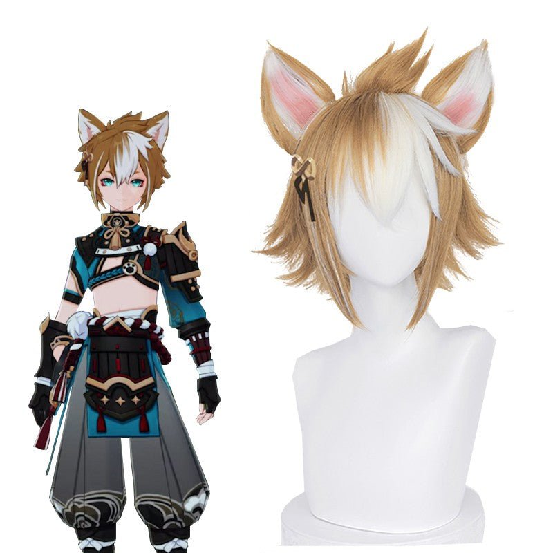 Genshin Impact Gorou Short Ears Brown Cosplay Wigs - lemailwigs