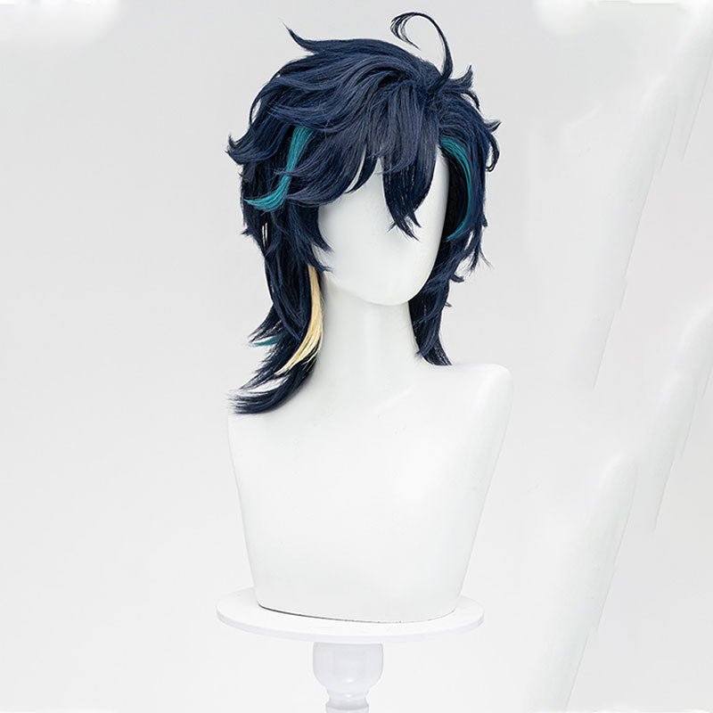 Genshin Impact Kinich Blue Black Short Cosplay Wig - lemailwigs