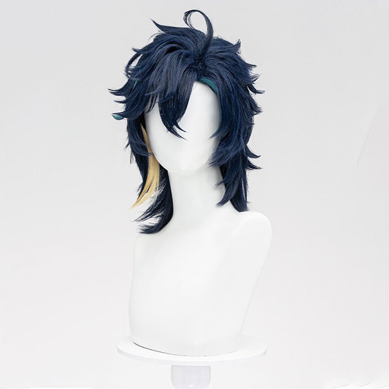 Genshin Impact Kinich Blue Black Short Cosplay Wig - lemailwigs