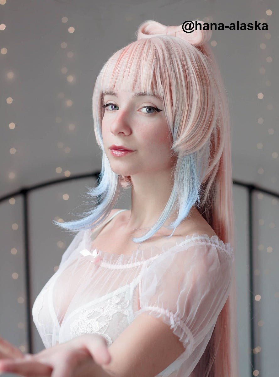 Genshin Impact Kokomi Light Orange Gradient Cosplay Wigs6