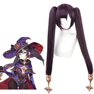 Genshin Impact Mona Long Straight Purple Ponytail Cosplay Wigs - lemailwigs