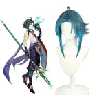 Genshin Impact Mountain Demon Xiao Short Mixed Blue Cosplay Wigs - lemailwigs
