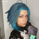 Genshin Impact Mountain Demon Xiao Short Mixed Blue Cosplay Wigs - lemailwigs