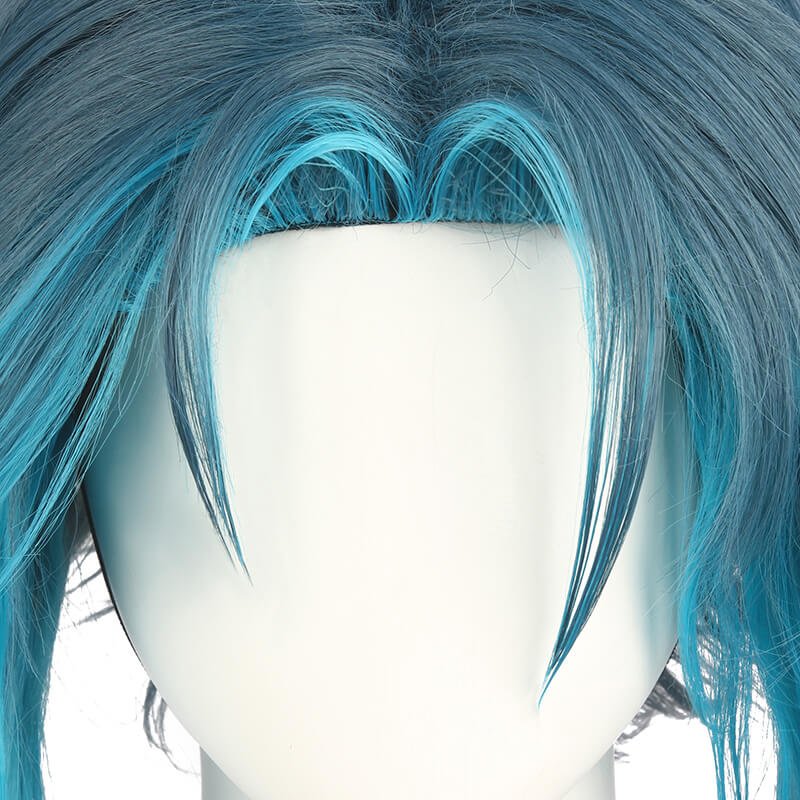 Genshin Impact Mountain Demon Xiao Short Mixed Blue Cosplay Wigs - lemailwigs